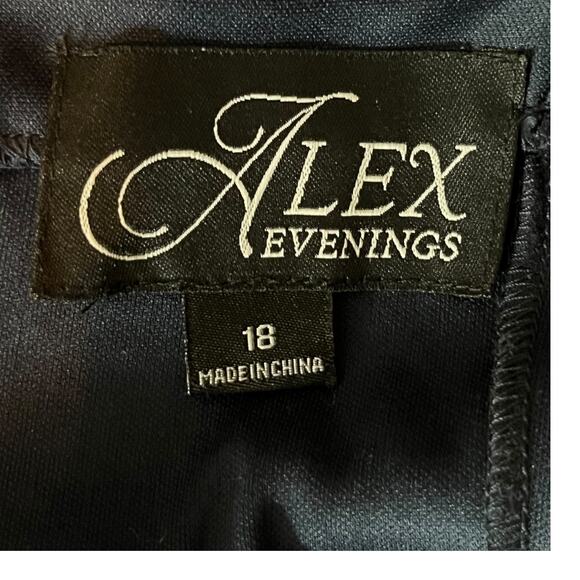 Alex Evenings dress navy blue lace sequin sleeveless satin size 18 - Picture 7 of 8